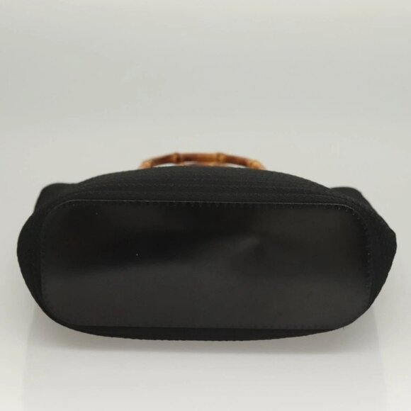 GUCCI Bamboo Hand Bag Canvas Outlet Black Silver 002 1998 0441 Auth BA3228 - Picture 7 of 16